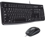 Logitech MK120 Wired Keyboard and Mouse for Windows, Optical Wired Mouse, USB Plug and Play, Full Size, PC/Laptop, US Layout, Black, 920-002562