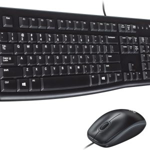 Logitech MK120 Wired Keyboard and Mouse for Windows, Optical Wired Mouse, USB Plug and Play, Full Size, PC/Laptop, US Layout, Black, 920-002562