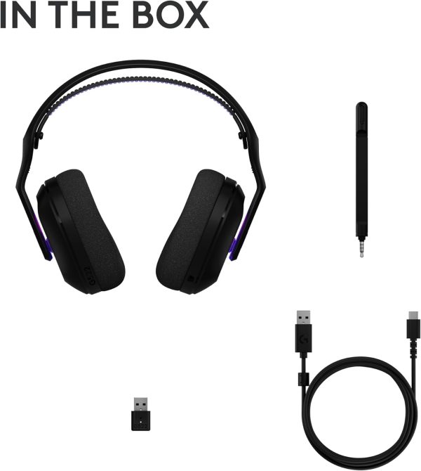 Logitech G522 LIGHTSPEED Wireless Gaming Headset, LIGHTSYNC RGB, Full Bandwidth Mic & Advanced Synchronized Audio, Tri-Connectivity with LIGHTSPEED, Bluetooth, USB-A to USB-C for PC, Black, 981-001544 - Image 9