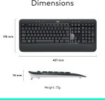 Logitech MK540 Advanced Wireless Keyboard and Mouse Combo for Windows, 2.4 GHz Unifying USB-Receiver, Multimedia Hotkeys, 3-Year Battery Life, for PC, Laptop, Arabic Layout - Black, 920-008693 - Image 10