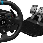 Logitech G923 Racing Wheel and Pedals, TRUEFORCE Feedback, Responsive Driving Design, Dual Clutch Launch Control, Genuine Leather, for Xbox One, PC, Black, 941-000160