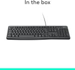 Logitech K120 Wired BUSiness Keyboard For Windows Or Linux, USb Plug-And-Play, Full-Size, Spill Resistant, Curved Space Bar, Pc / Laptop, English/Arabic Layout - Black, 920-002495 - Image 9