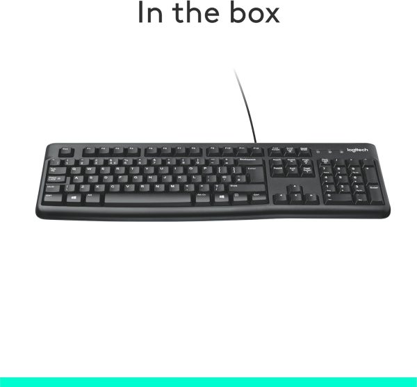 Logitech K120 Wired BUSiness Keyboard For Windows Or Linux, USb Plug-And-Play, Full-Size, Spill Resistant, Curved Space Bar, Pc / Laptop, English/Arabic Layout - Black, 920-002495 - Image 9