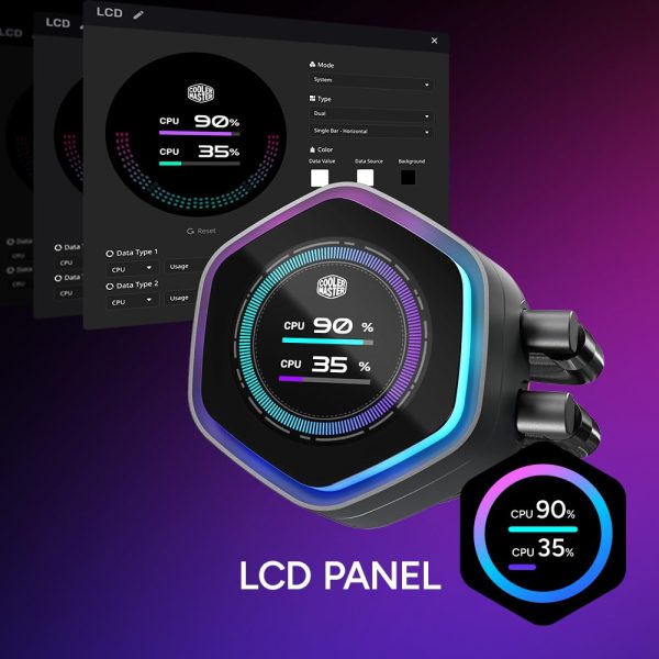 Cooler Master ML 360 Atmos II LCD ARGB CPU Liquid Cooler Black, Support Latest LGA1851, LGA1700, AM5, AM4 Socket, New Ultra-Low Profile Pump, 360mm AIO, Sickle Flow Edge Fans, LCD Screen, Black, MLX-D36M-A25SZ-L1 - Image 4