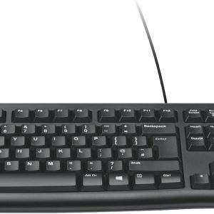 Logitech K120 Wired BUSiness Keyboard For Windows Or Linux, USb Plug-And-Play, Full-Size, Spill Resistant, Curved Space Bar, Pc / Laptop, English/Arabic Layout - Black, 920-002495