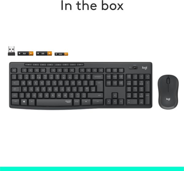 Logitech MK295 Silent Wireless Mouse & Keyboard Combo with SilentTouch Technology, Full Numpad, Advanced Optical Tracking, Lag-Free Wireless, 90% Less Noise, AR Keyboard - Graphite, 920-009801 - Image 9
