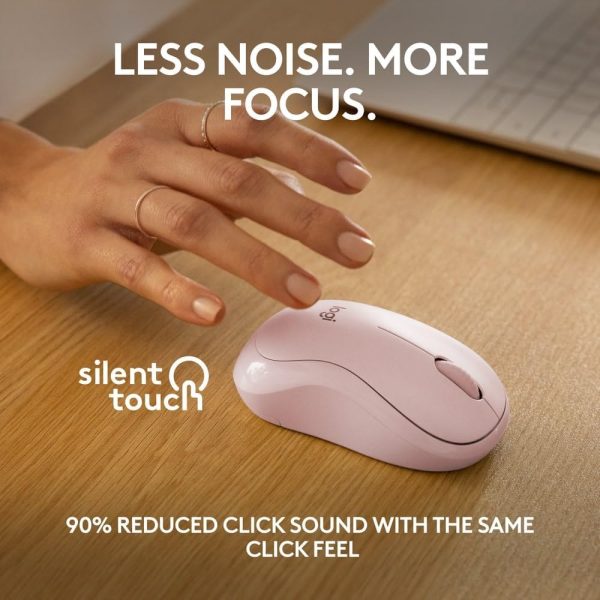 Logitech M240 Silent Bluetooth Mouse, Wireless, Compact, Portable, Smooth Tracking, 18-Month Battery, for Windows, macOS, ChromeOS, Compatible with PC, Mac, Laptop, Tablets - Rose, 910-007121 - Image 3