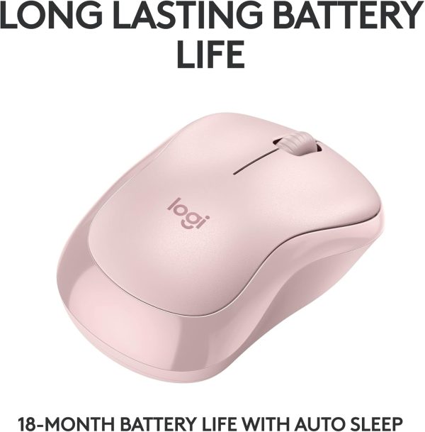 Logitech M240 Silent Bluetooth Mouse, Wireless, Compact, Portable, Smooth Tracking, 18-Month Battery, for Windows, macOS, ChromeOS, Compatible with PC, Mac, Laptop, Tablets - Rose, 910-007121 - Image 4