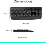 Logitech MK345 Wireless Combo Full-Sized Keyboard with Palm Rest and Comfortable Right-Handed Mouse, 2.4 GHz Wireless USB Receiver, Compatible with PC, laptop, Arabic Layout - Black, 920-010068 - Image 4