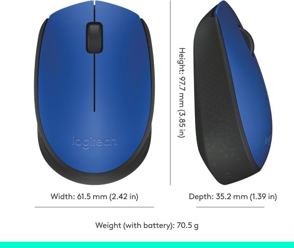 Logitech M171 Wireless Mouse, 2.4 Ghz With USb Mini Receiver, Optical Tracking, 12-Months Battery Life, AmbidextroUS Pc/Mac/Laptop - Blue, 910-004640 - Image 9