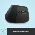 Logitech Lift Vertical Ergonomic Mouse, Wireless, Bluetooth or Logi Bolt USB receiver, Quiet clicks, 4 buttons, compatible with Windows/macOS/iPadOS, Laptop, PC - Graphite, 910-006473 - Image 6