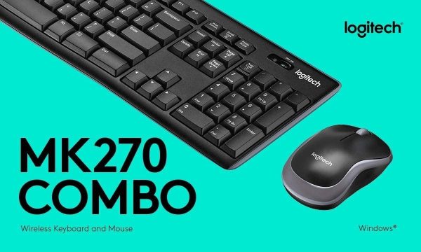 Logitech MK270 Wireless Keyboard and Mouse Combo for Windows, 2.4 GHz Wireless, Compact Wireless Mouse, 8 Multimedia and Shortcut Keys, PC/Laptop, English/Arabic, Black, 920-004519 - Image 4