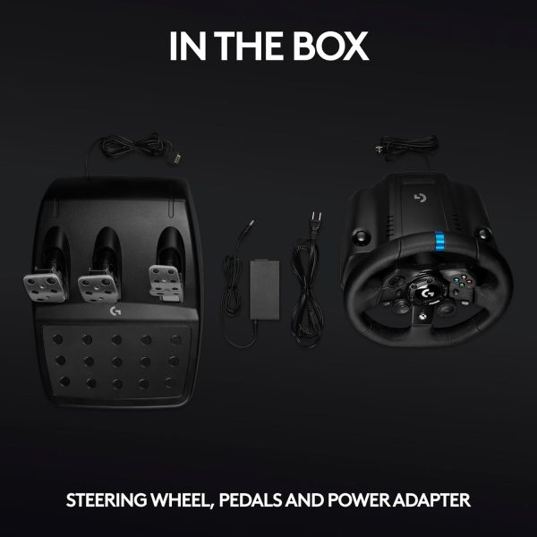 Logitech G923 Racing Wheel and Pedals, TRUEFORCE Feedback, Responsive Driving Design, Dual Clutch Launch Control, Genuine Leather, for Xbox One, PC, Black, 941-000160 - Image 9