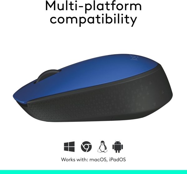 Logitech M171 Wireless Mouse, 2.4 Ghz With USb Mini Receiver, Optical Tracking, 12-Months Battery Life, AmbidextroUS Pc/Mac/Laptop - Blue, 910-004640 - Image 6