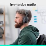 Logitech Zone Vibe 100 Lightweight Wireless Over-Ear Headphones with Noise-Cancelling Microphone, Advanced Multipoint Bluetooth Headset, Works with Teams, Google Meet, Zoom, Mac/PC - Graphite, 981-001213 - Image 10