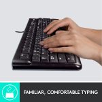 Logitech MK120 Wired Keyboard and Mouse for Windows, Optical Wired Mouse, USB Plug and Play, Full Size, PC/Laptop, US Layout, Black, 920-002562 - Image 2