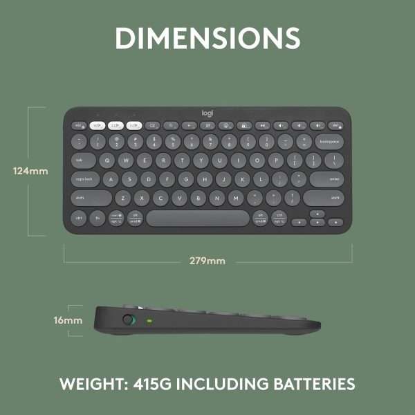 Logitech Pebble Keys 2 K380s, Multi-Device Bluetooth Wireless Keyboard with Customisable Shortcuts, Slim and Portable, Easy-Switch for Windows, macOS, iPadOS, Android, Chrome OS, ARA Layout - Graphite, 920-011867 - Image 9