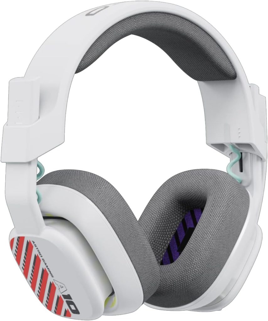 ASTRO A10 Gaming Headset Gen 2 Wired Headset – Over-ear gaming headphones with flip-to-mute microphone, 32 mm drivers, compatible with PlayStation, PC – White, 939-002064