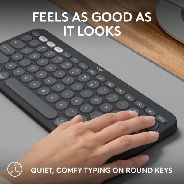 Logitech Pebble Keys 2 K380s, Multi-Device Bluetooth Wireless Keyboard with Customisable Shortcuts, Slim and Portable, Easy-Switch for Windows, macOS, iPadOS, Android, Chrome OS, ARA Layout - Graphite, 920-011867 - Image 5