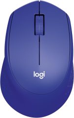 Logitech M330 Silent Plus Wireless Mouse, 2.4GHz with USB Nano Receiver, 1000 DPI Optical Tracking, 3 Buttons, 24 Month Life Battery, PC / Mac / Laptop, Blue, 910-004910