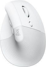Logitech Lift Vertical Ergonomic Mouse, Wireless, Bluetooth or Logi Bolt USB receiver, Quiet clicks, 4 buttons, compatible with Windows/macOS/iPadOS, Laptop, PC - Off White, 910-006475