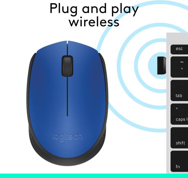 Logitech M171 Wireless Mouse, 2.4 Ghz With USb Mini Receiver, Optical Tracking, 12-Months Battery Life, AmbidextroUS Pc/Mac/Laptop - Blue, 910-004640 - Image 7