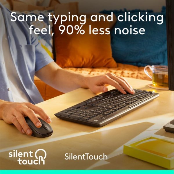 Logitech MK295 Silent Wireless Mouse & Keyboard Combo with SilentTouch Technology, Full Numpad, Advanced Optical Tracking, Lag-Free Wireless, 90% Less Noise, AR Keyboard - Graphite, 920-009801 - Image 2