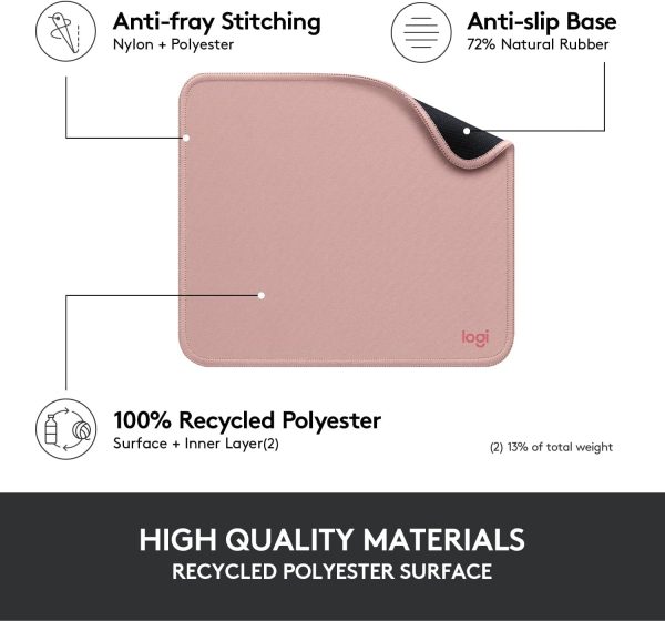 Logitech Mouse Pad - Studio Series, Computer Mouse Mat with Anti-slip Rubber Base, Easy Gliding, Spill-Resistant Surface, Durable Materials, Portable, in a Fresh Modern Design - Pink, 956-000050 - Image 4