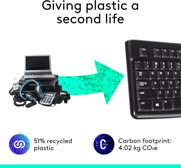 Logitech K120 Wired BUSiness Keyboard For Windows Or Linux, USb Plug-And-Play, Full-Size, Spill Resistant, Curved Space Bar, Pc / Laptop, English/Arabic Layout - Black, 920-002495 - Image 5