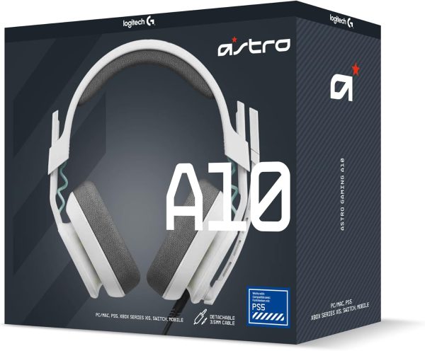 ASTRO A10 Gaming Headset Gen 2 Wired Headset - Over-ear gaming headphones with flip-to-mute microphone, 32 mm drivers, compatible with PlayStation, PC - White, 939-002064 - Image 9