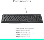 Logitech K120 Wired BUSiness Keyboard For Windows Or Linux, USb Plug-And-Play, Full-Size, Spill Resistant, Curved Space Bar, Pc / Laptop, English/Arabic Layout - Black, 920-002495 - Image 8