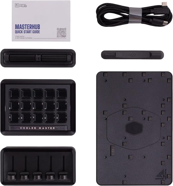 Cooler Master Master Hub Creator Kit, Stream Kit include 1x(Base, 4x6) 1x(15xKey) 1x(2xRoller) 1x(5xFader), Black, MHSK13AA00 - Image 13