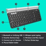 Logitech K780 Multi Device Wireless Keyboard For Windows, Apple, Android Or Chrome, Wireless 2.4Ghz And Bluetooth, Grey/White, Black, 920-008042 - Image 8