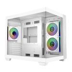 Cooler Master Elite 481 Wood Computer Case- Black, 3 X Pre-Installed Reverse Argb Fans, Upto 360mm AIO Support, mATX Motherboard Support, Upto 410mm GPU Support, Type C Connector, White, E481-WHNN-S00