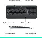 Logitech MK540 Advanced Wireless Keyboard and Mouse Combo for Windows, 2.4 GHz Unifying USB-Receiver, Multimedia Hotkeys, 3-Year Battery Life, for PC, Laptop, Arabic Layout - Black, 920-008693 - Image 5