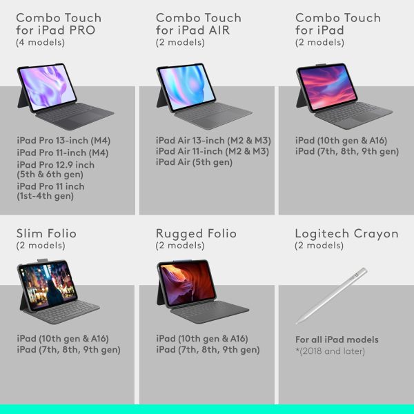 Logitech Combo Touch Detachable iPad Keyboard Case (10th gen and A16) with Large Precision Trackpad, Full-Size Backlit Keyboard, and Smart Connector Technology, Arabic Layout, Grey, 920-011379 - Image 8