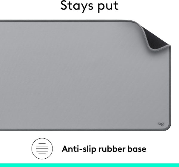Logitech Desk Mat - Studio Series, Multifunctional Large Desk Pad, Extended Mouse Mat, Office Desk Protector with Anti-slip Base, Spill-resistant Durable Design - Grey, 956-000052 - Image 6