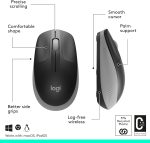 Logitech Wireless Mouse M190, Full Size Ambidextrous Curve Design, 18-Month Battery with Power Saving Mode, Precise Cursor Control and Scrolling, Wide Scroll Wheel, Scooped Buttons - Black/Mid Grey, 910-005906 - Image 6