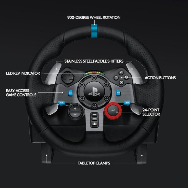 Logitech G29 Driving Force Racing Wheel and Floor Pedals, Real Force Feedback, Stainless Steel Paddle Shifters, Leather Steering Wheel Cover for PS5 Pro, PS5, PS4, PC, Mac - Black - Image 4