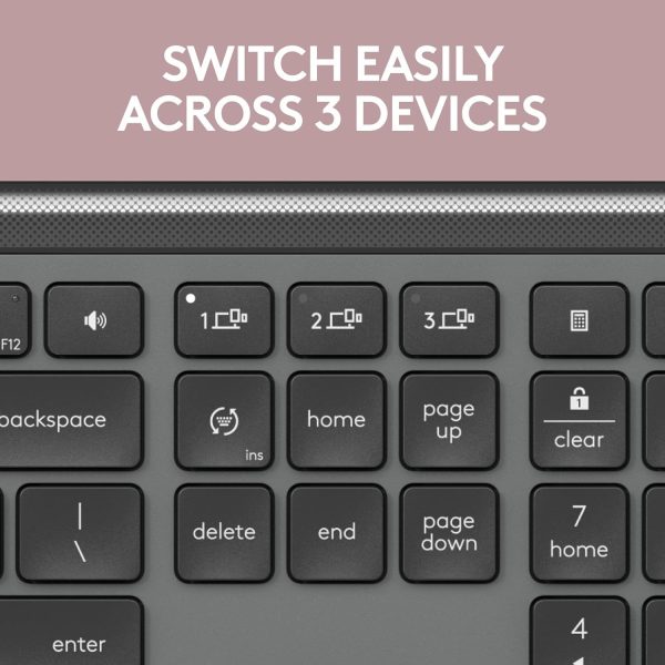 Logitech Signature Slim K950 Wireless Keyboard, Sleek Design, Switch Typing Between Devices, Quiet Typing, Bluetooth, Multi-OS, Windows, Mac, Chrome, Arabic Layout - Graphite, 920-012468 - Image 2