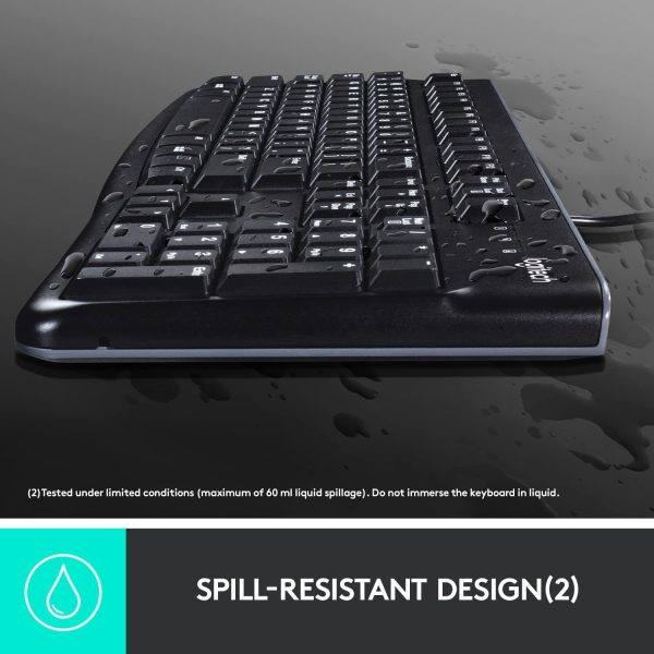 Logitech MK120 Wired Keyboard and Mouse for Windows, Optical Wired Mouse, USB Plug and Play, Full Size, PC/Laptop, US Layout, Black, 920-002562 - Image 5