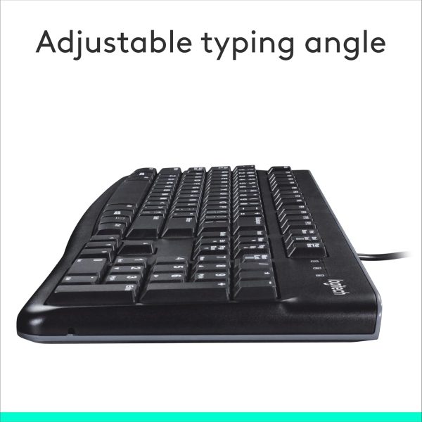 Logitech K120 Wired BUSiness Keyboard For Windows Or Linux, USb Plug-And-Play, Full-Size, Spill Resistant, Curved Space Bar, Pc / Laptop, English/Arabic Layout - Black, 920-002495 - Image 6