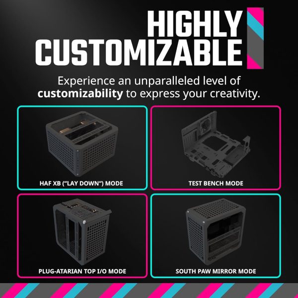 Cooler Master QUBE 500 Flatpack Black Small High Airflow Mid-Tower ATX Customizable Gaming PC Case, Tempered Glass, Vertical GPU Mount, USB-C, Carrying Handle, Gem Mini, Q500-KGNN-S00 - Image 3