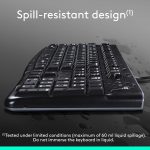 Logitech K120 Wired BUSiness Keyboard For Windows Or Linux, USb Plug-And-Play, Full-Size, Spill Resistant, Curved Space Bar, Pc / Laptop, English/Arabic Layout - Black, 920-002495 - Image 4