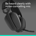 Logitech Zone Vibe 100 Lightweight Wireless Over-Ear Headphones with Noise-Cancelling Microphone, Advanced Multipoint Bluetooth Headset, Works with Teams, Google Meet, Zoom, Mac/PC - Graphite, 981-001213 - Image 4