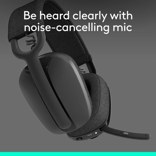 Logitech Zone Vibe 100 Lightweight Wireless Over-Ear Headphones with Noise-Cancelling Microphone, Advanced Multipoint Bluetooth Headset, Works with Teams, Google Meet, Zoom, Mac/PC - Graphite, 981-001213 - Image 4