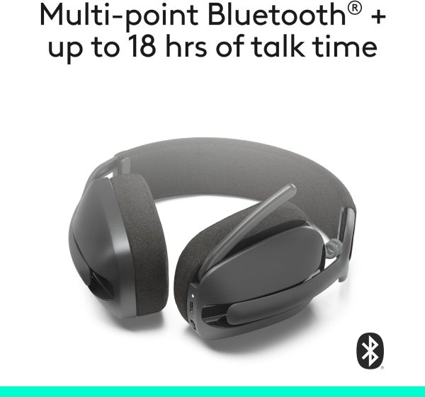 Logitech Zone Vibe 100 Lightweight Wireless Over-Ear Headphones with Noise-Cancelling Microphone, Advanced Multipoint Bluetooth Headset, Works with Teams, Google Meet, Zoom, Mac/PC - Graphite, 981-001213 - Image 9