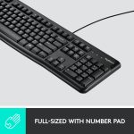 Logitech MK120 Wired Keyboard and Mouse for Windows, Optical Wired Mouse, USB Plug and Play, Full Size, PC/Laptop, US Layout, Black, 920-002562 - Image 4