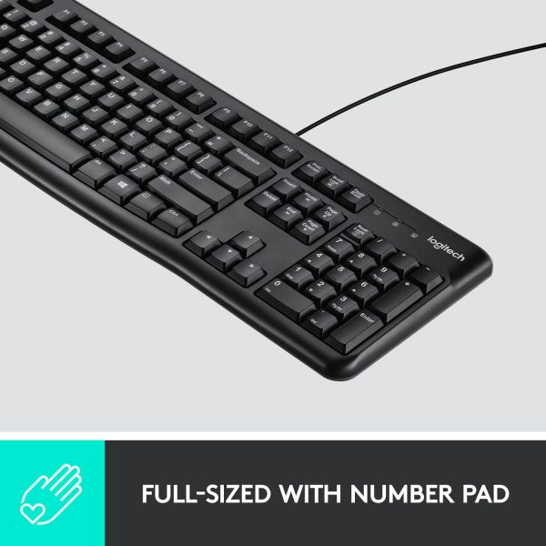 Logitech MK120 Wired Keyboard and Mouse for Windows, Optical Wired Mouse, USB Plug and Play, Full Size, PC/Laptop, US Layout, Black, 920-002562 - Image 4