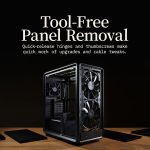 Cooler Master MasterFrame 500 Mesh aRGB Black Freeform 2.0 Modular Platform Open-Air ATX Mid-Tower Case, Aluminum Frame,Dual 200mm aRGB Fans, 390mm GPU Max, 360mm AIO Max, Type C, Tempered Glass, Black, MF500M-KHNN-S01 - Image 11